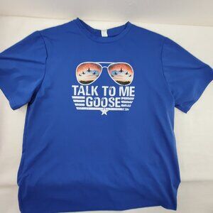 "TALK TO ME GOOSE" T-Shirt Women's XL Blue Cotton Top Gun Movie Maverick line